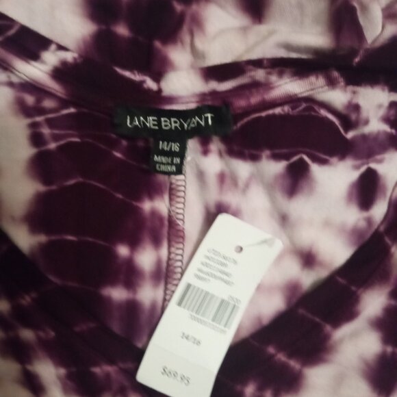 New Lane Bryant women's sleeveless burgundy tie-dye dress size14/16 rayon/spand - Picture 4 of 8